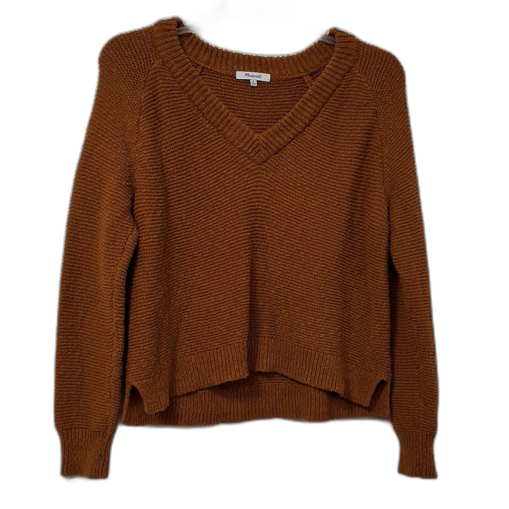 Madewell Rust Brown V-Neck Sweater
